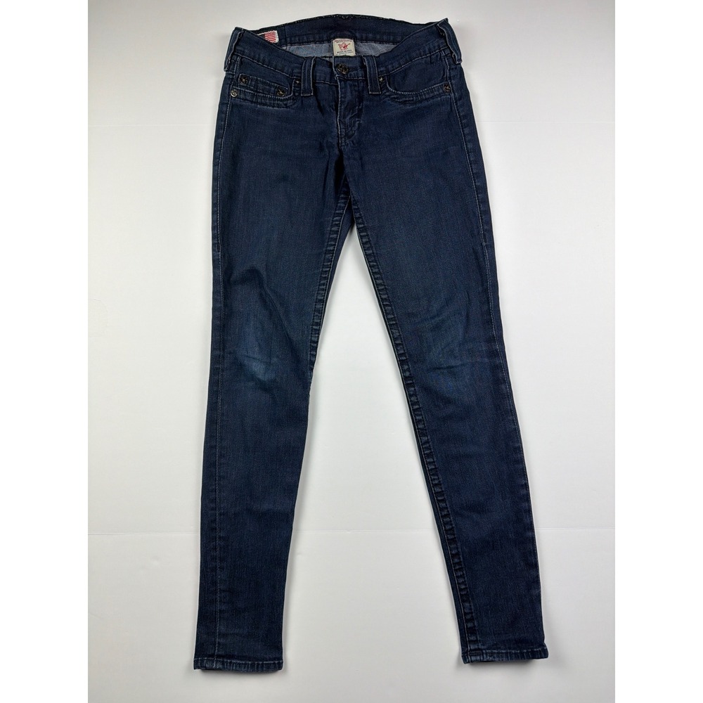 True Religion Casey Skinny Jeans Womens 28 Dark Wash Low Rise Made in USA Denim